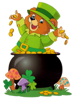 a bear with a pot of gold